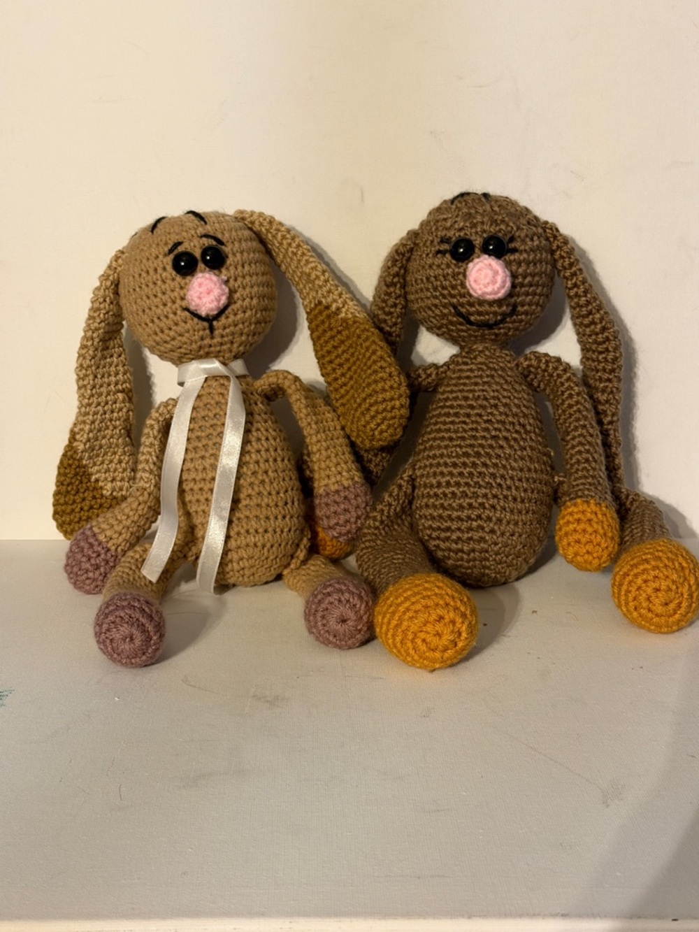 Plush Crochet Bunny Toy for Small Pets — Brown & Beige